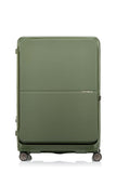 Front view of the Samsonite Flatform Spinner Large in Metallic Green. Shop the Latest Online