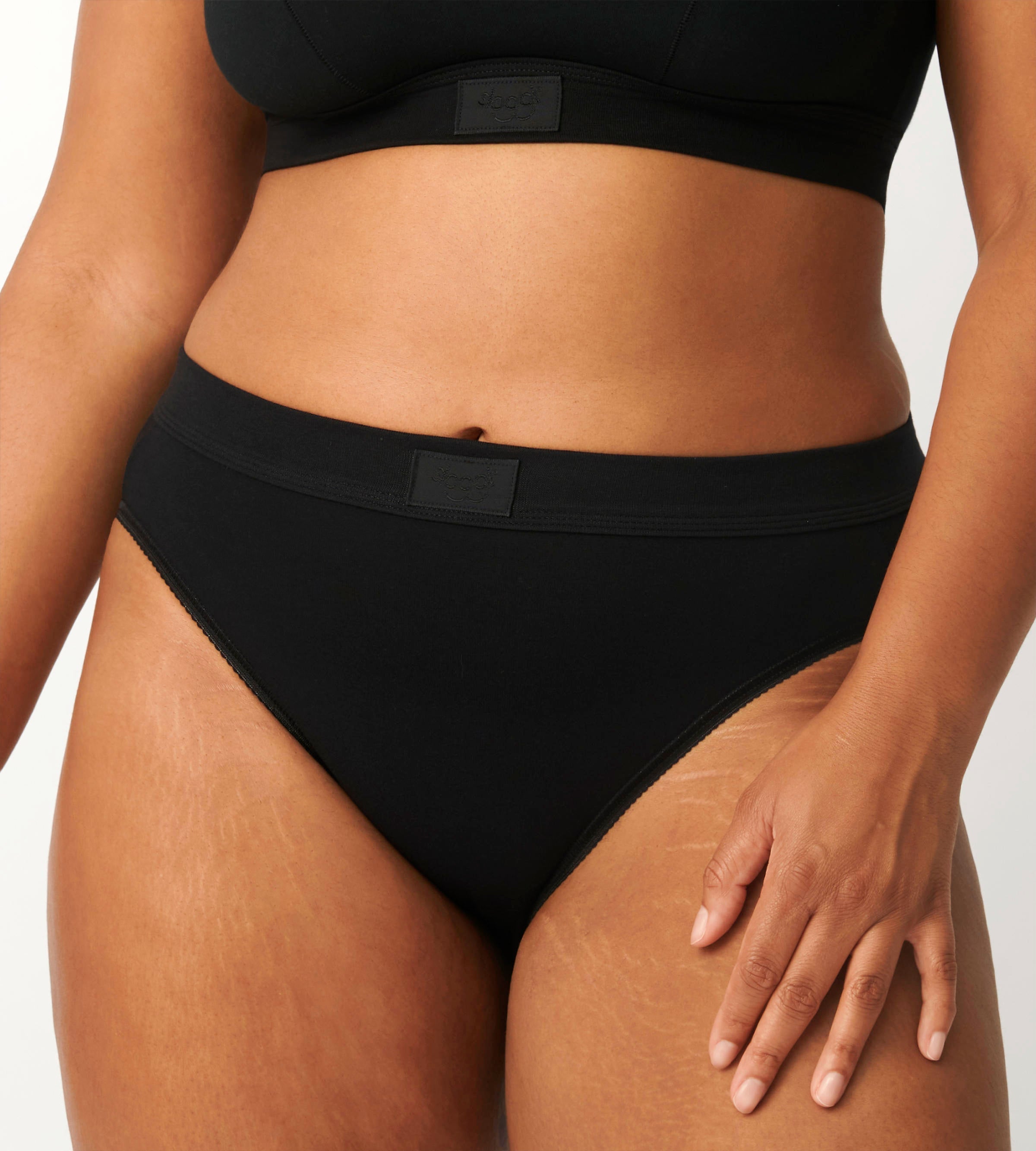 Front view of the Sloggi Ever Ease black Tai panty, showcasing the high-cut leg and smooth, soft fabric texture. Available for Online Purchase