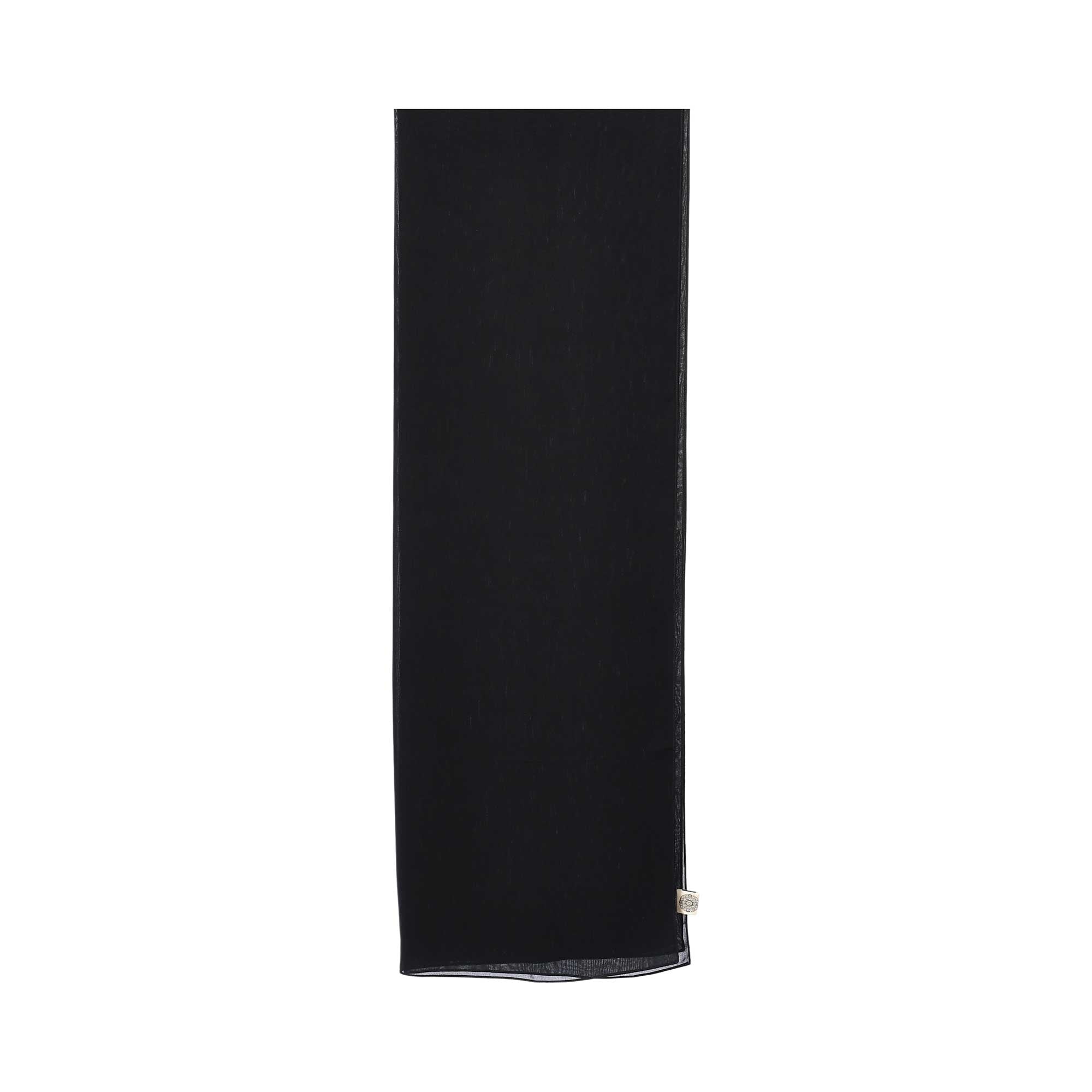 Front view of the scarf for the Nero Women's Navy Blue Satin Lapel Embellished Abaya with tonal floral bead embellishment with matching scarf. Order Online Today
