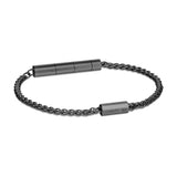 Full front view layout of the Cerruti 1881 Guido men's stainless steel curb chain bracelet with a premium IP black finish.