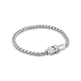 Full front view layout of the Cerruti 1881 Carlo men's heavy-gauge stainless steel chain bracelet, highlighting the engraved central block link.