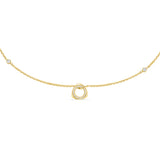 Full layout overview of the gold-plated Cerruti 1881 Giulia necklace, displaying the fine link chain and central crystal triangle monogram pendant.