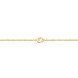 Full flat lay view of the Cerruti 1881 Elisa women's gold bracelet, displaying the complete polished link chain layout, crystal toggle accent, and adjustable lobster clasp closure.