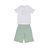 Full set Back view of the Aigner Kids boys white t-shirt green bermuda shorts set cotton outfit Shop the Latest Online