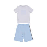 Full set back view of the Aigner Kids boys white t-shirt blue bermuda shorts set cotton outfit Shop the Latest Online