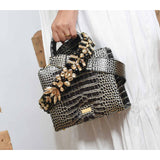 Gaia Women's Midi Croc-Embossed Leather Hand Bag