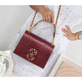 Gaia Women's Victorian Medium Emerald Crocodile-Embossed Leather Top Handle Bag