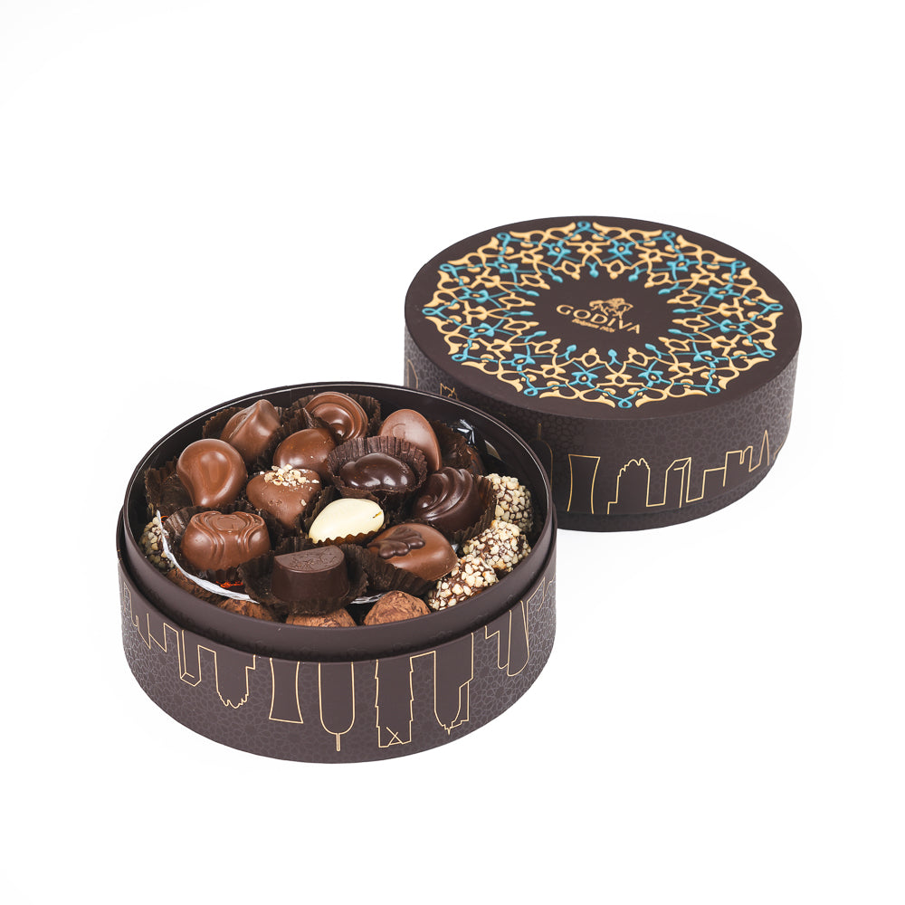 Godiva Round Box with Doha Skyline | Chocolates | Chocolates & Biscuits Godiva Round Box with Doha Skyline | Chocolates | Chocolates & Biscuits