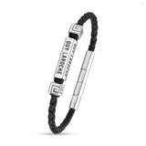 Guy Laroche Jean Gents Stainless steel Black Leather Bracelet