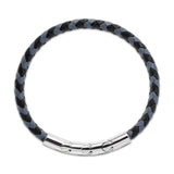 Guy Laroche Adam Gents Stailess Steel With Black/Grey Leather Bracelet