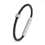 Guy Laroche Gabriel Gents Stainless Steel Black Leather Bracelet