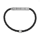 Guy Laroche Gabriel Gents Stainless Steel Black Leather Bracelet