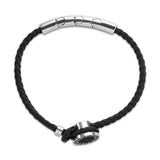 Guy Laroche Marc Gents Stainless-Steel Bracelet With Onyx Black Leather