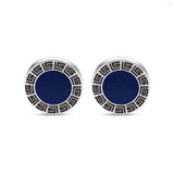 Guy Laroche Alain Gents Stainless Steel Silver Blue Enamel Cufflinks