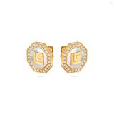Guy Laroche Ambre Gold Plated Earring With MOP & Crystals