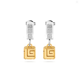 Guy Laroche Aline Stainless Steel Gold Plated Earrings With Crystals
