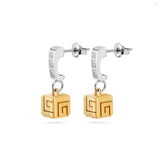 Guy Laroche Aline Stainless Steel Gold Plated Earrings With Crystals