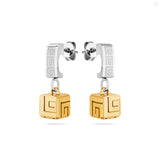 Guy Laroche Aline Stainless Steel Gold Plated Earrings With Crystals