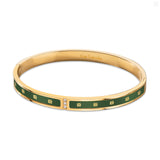 Guy Laroche Grace Ladies Gold Plated Bangle With Green Enamel & Crystals