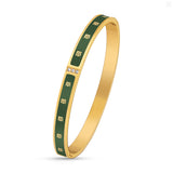 Guy Laroche Grace Ladies Gold Plated Bangle With Green Enamel & Crystals