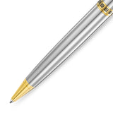 Guy Laroche Romain Stainless Steel Ballpoint Pen with Gold-Plated (GP) Trims & Signature Running Logo