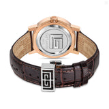 Guy Laroche Alex Gents White Dial Stainless Steel Rose Gold Case With Brown Leather Starp Watch