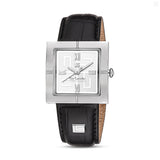 Guy Laroche Camille Gents White Dial Stainless Steel Black Teather Starp Watch