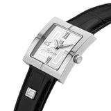 Guy Laroche Camille Gents White Dial Stainless Steel Black Teather Starp Watch