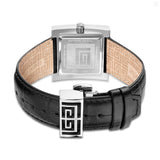 Guy Laroche Camille Gents White Dial Stainless Steel Black Teather Starp Watch