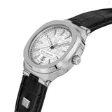 Guy Laroche Charlie Gents White Dial Stainless Steel Case Black Leather Strap Watch