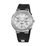 Guy Laroche Charlie  Gents Chronograph Watch with White Textured Dial and Black Leather Strap