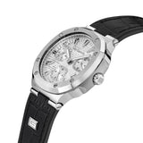 Guy Laroche Charlie  Gents Chronograph Watch with White Textured Dial and Black Leather Strap