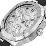 Guy Laroche Charlie  Gents Chronograph Watch with White Textured Dial and Black Leather Strap