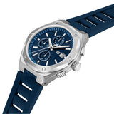 Guy Laroche Ren Men's Chronograph Watch & Braided Bracelet Gift Set – Navy Blue & Brushed Stainless Steel