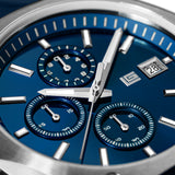 Guy Laroche Ren Men's Chronograph Watch & Braided Bracelet Gift Set – Navy Blue & Brushed Stainless Steel