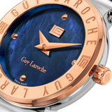 Guy Laroche Betty Ladies Blue MOP Dial Stainless Steel Rose Gold Case Blue Leather Starp Watch