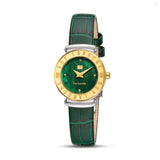 Guy Laroche Betty Ladies Breen Dial Stainless Steel Gold Plated Case Green Leather Strap Watch