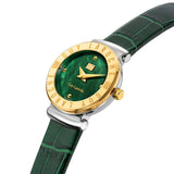 Guy Laroche Betty Ladies Breen Dial Stainless Steel Gold Plated Case Green Leather Strap Watch