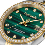 Guy Laroche Rosalie Women's Two-Tone Gold Watch with Green Malachite Pattern Dial & Stone-Set Bezel