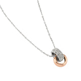 Buckley London Polished And Crystal Two Tone Duo Pendant Imitation Rhodium + Imitation Rose Gold