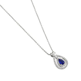 Buckley London Sapphire Heart Pear Drop Pendant Rhodium