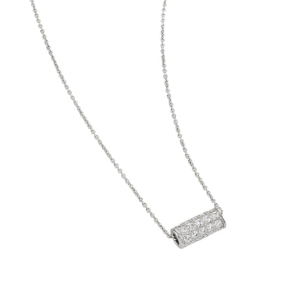 Buckley London Rhodium Pave Barrel Necklace Rhodium