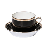 Richard Ginori Empire Countess Onyx Set Of 6 Tea Cup & Saucer