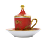 Richard Ginori Oriente Italiano Rubrum Coffee cup with plate and cover set for two Impero