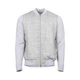 Gran Sasso Men's Grey Mixed-Material Zip-Up Bomber Jacket