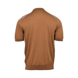 Gran Sasso Men's Patterned Knit Zip Polo Shirt - SS25 (Brown & Navy Blue)