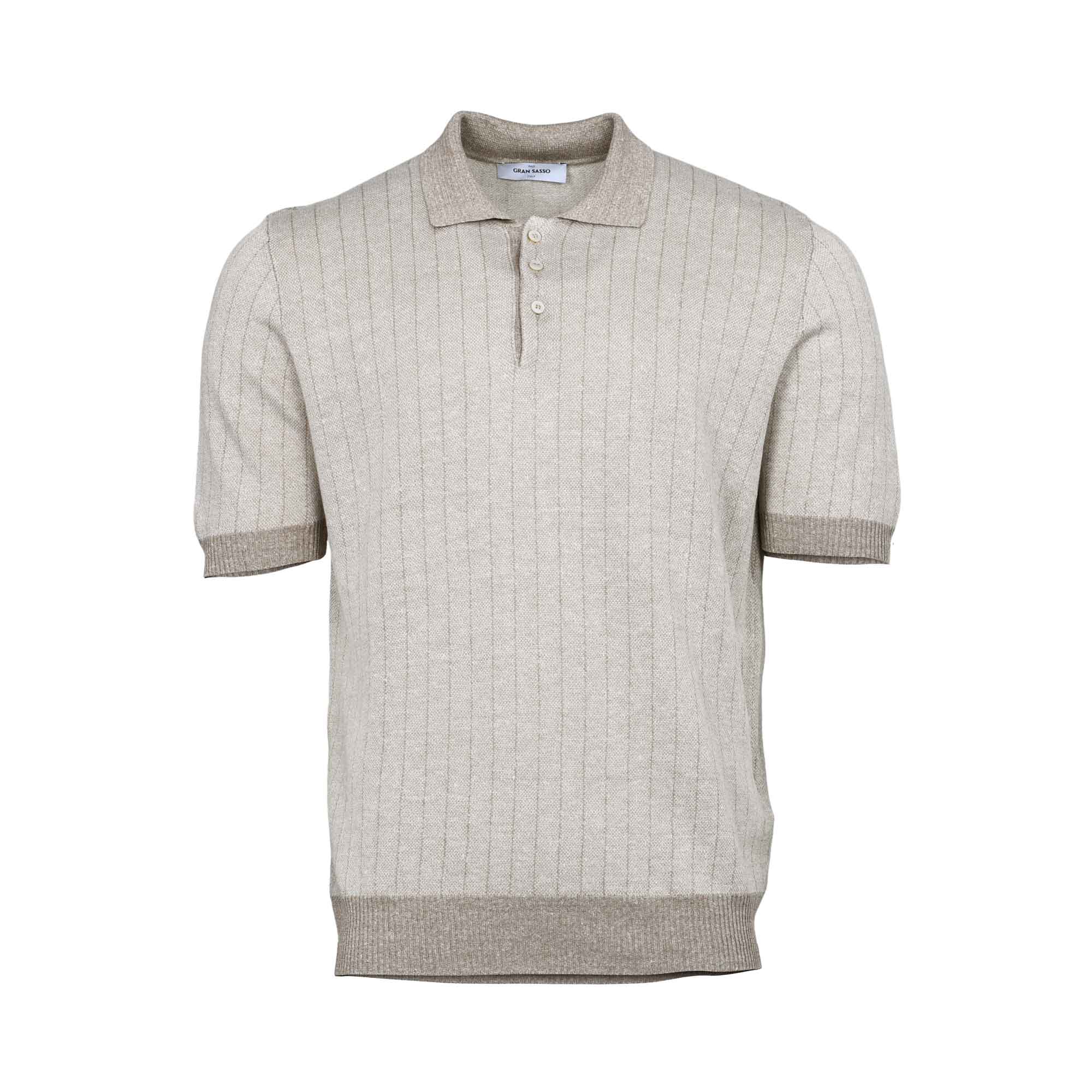 Gran Sasso Men's Ribbed Knit Polo Shirt | All Clothing | departure-to-desk | Men | Men's Polo Shirt | Mens | Mens Fashion | new-season-2025 | Polo shirt | Polo T-shirt