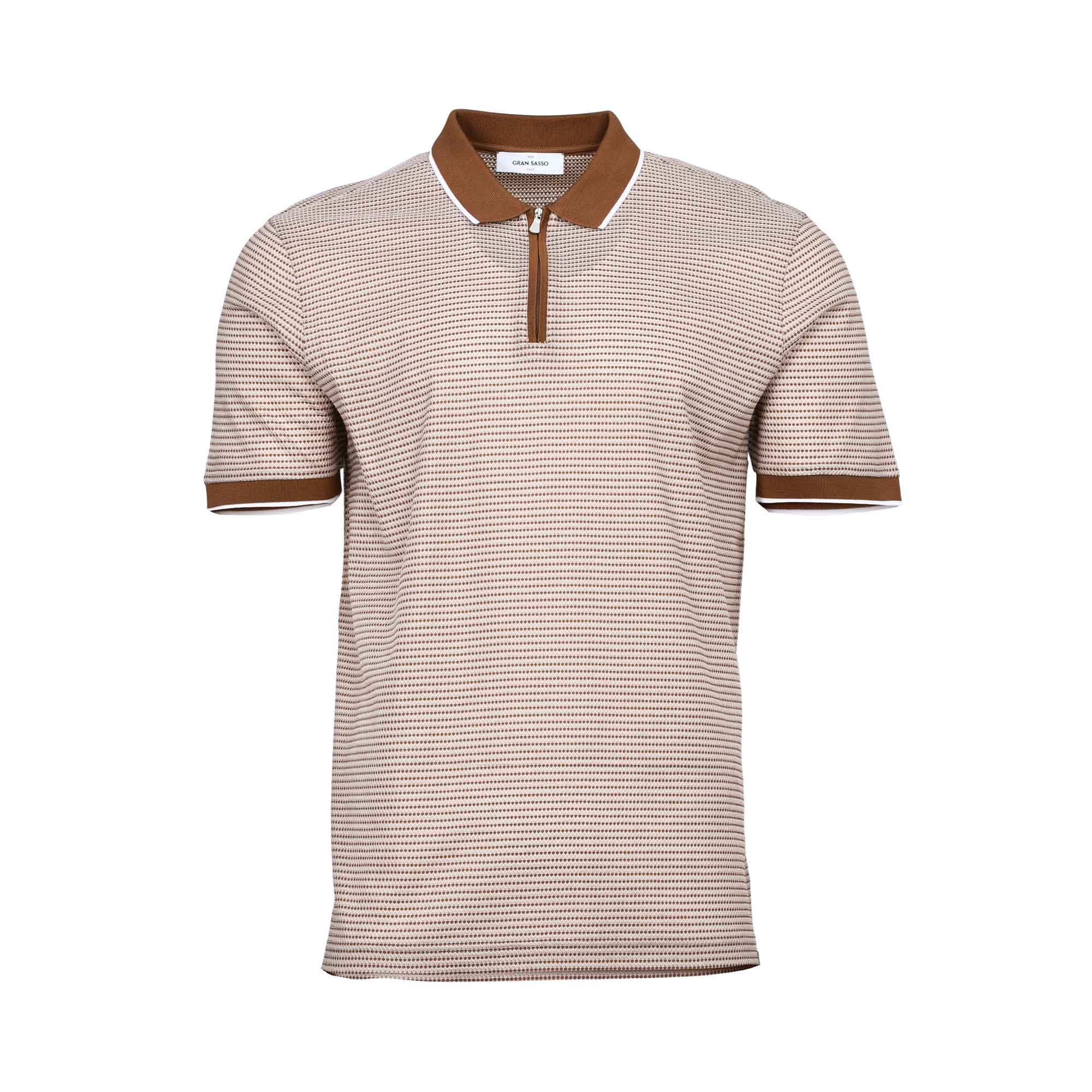 Gran Sasso Men's Patterned Knit Zip Polo Shirt - (Available in Black & Brown) | All Clothing | departure-to-desk | Men | Men's Polo Shirt | Mens | Mens Fashion | new-season-2025 | Polo shirt | Polo T-shirt Gran Sasso Men's Patterned Knit Zip Polo Shirt - (Available in Black & Brown) | All Clothing | departure-to-desk | Men | Men's Polo Shirt | Mens | Mens Fashion | new-season-2025 | Polo shirt | Polo T-shirt