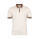 Gran Sasso Men's Tennis Zip Polo Shirt with Striped Trim