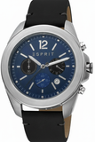 Esprit Field Men’s Blue Chronograph Watch with Black Leather Strap